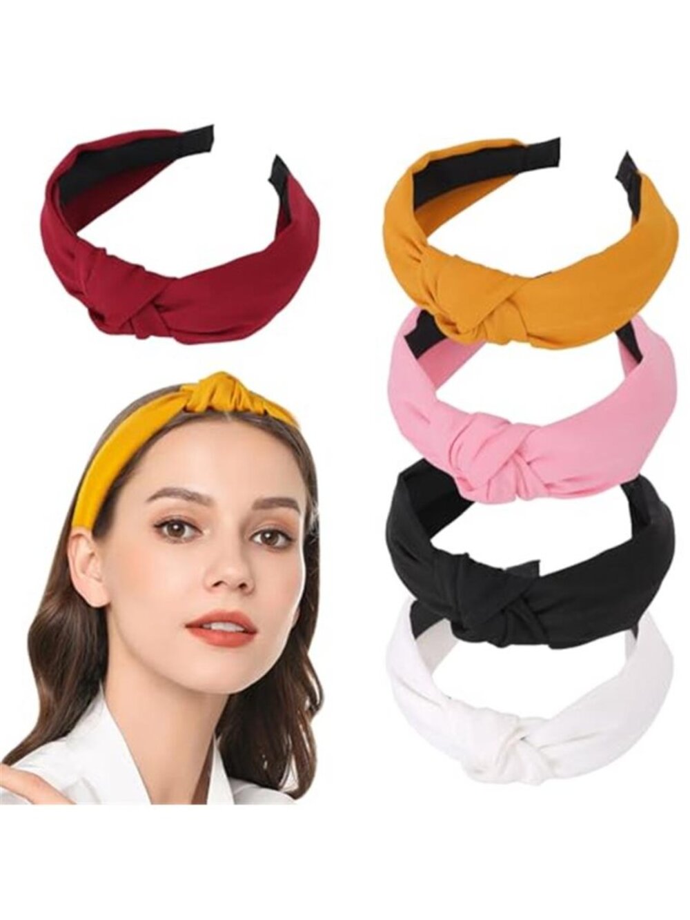 Womens Knotted Headband Soft Knit Non Slip Wide Hair Band Fashion Hair Accessory
